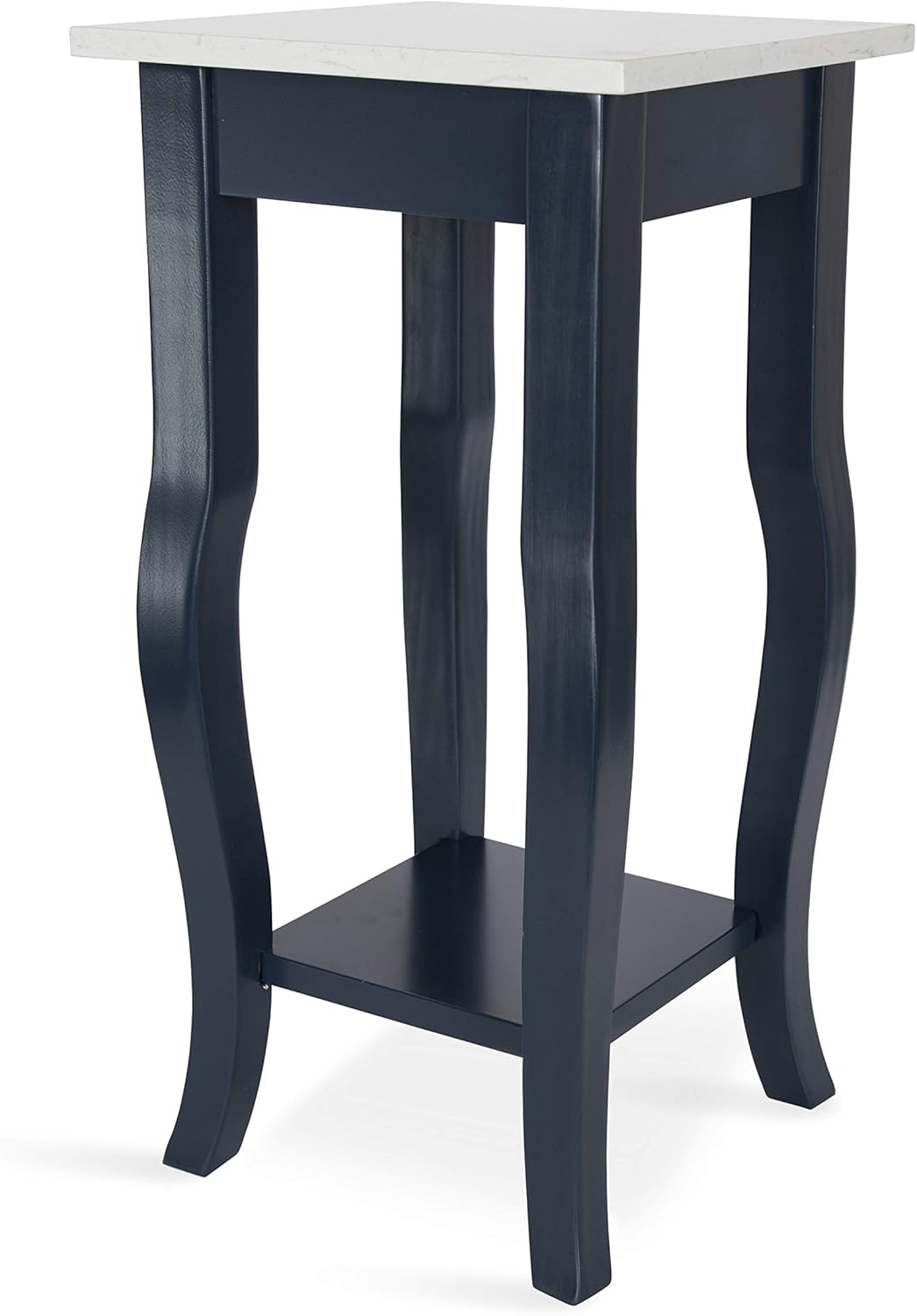 Black Wood Pedestal End Table with Curved Cabriole Legs and Lower Display Shelf, Pack of 2 Z83909
