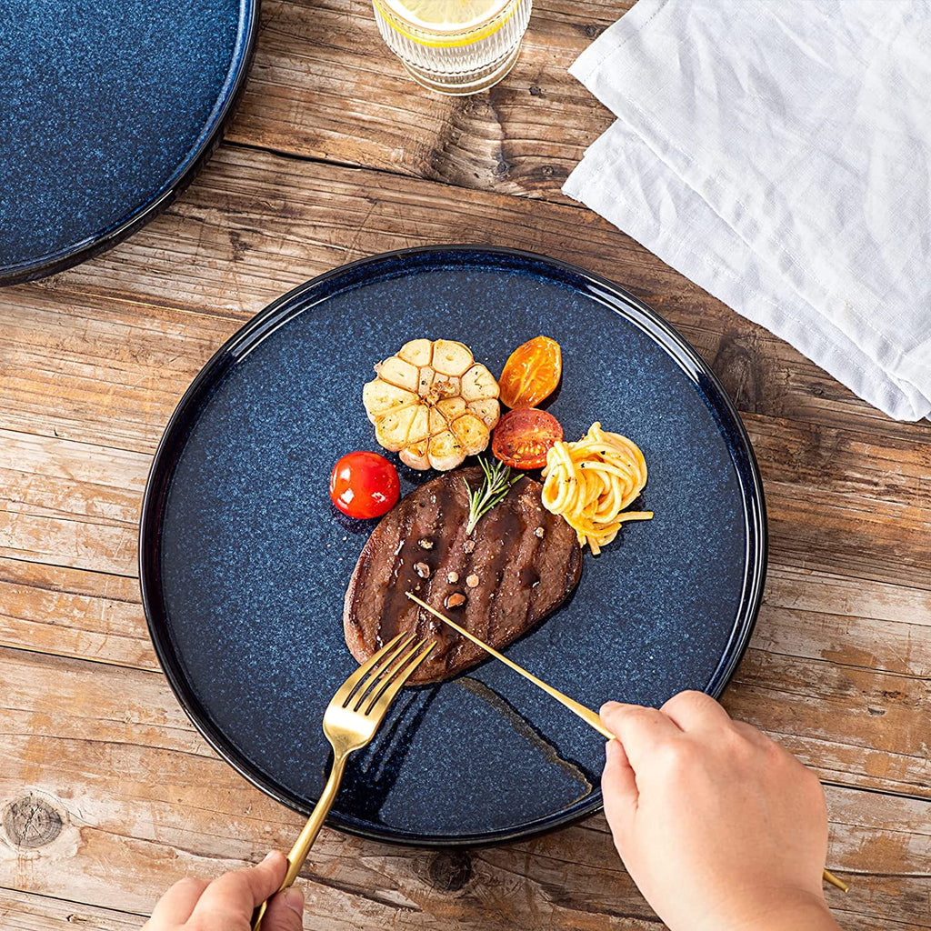Blue 10 Inch Ceramic Dinner Plates Set of 6 R410