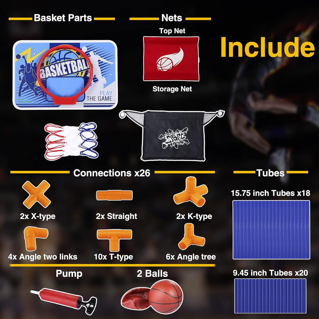 Kids Arcade Basketball Hoop with 6 Basketballs and Air Pump Q748