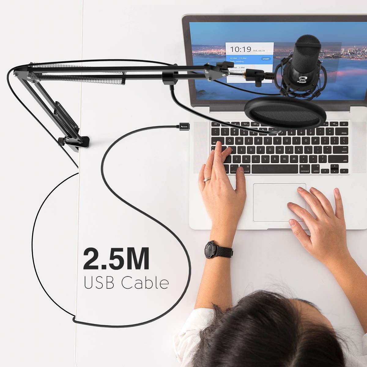 USB Microphone Kit with Adjustable Scissor Arm Stand Shock Mount, Pack of 2 X26482