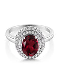 Oval Red Rhodolite Garnet Halo Engagement Ring L568449