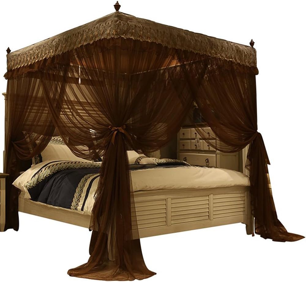 Gray Lace 4 Openings Queen Bed Canopy J27126