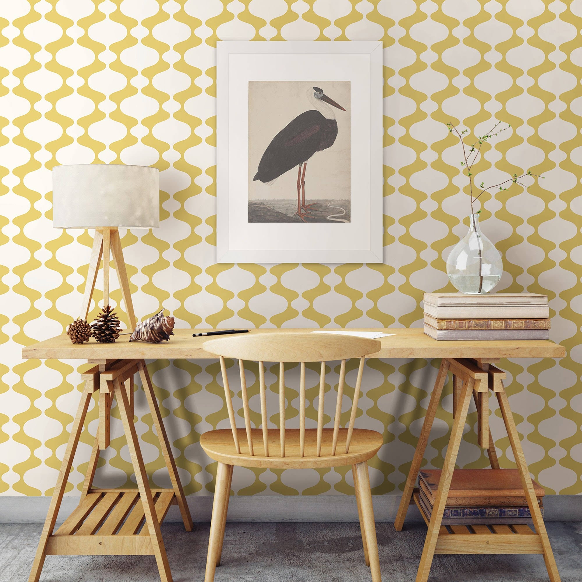 Yellow Retro Wallpaper W72316