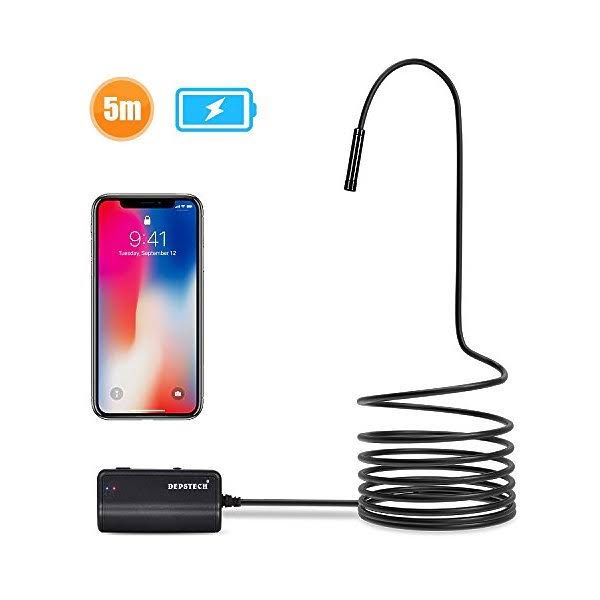Semi-Rigid Wireless Endoscope, 2.0 MP HD WiFi Borescope Inspection Camera, 16 inch Focal Distance, 1800mAh Battery K4221