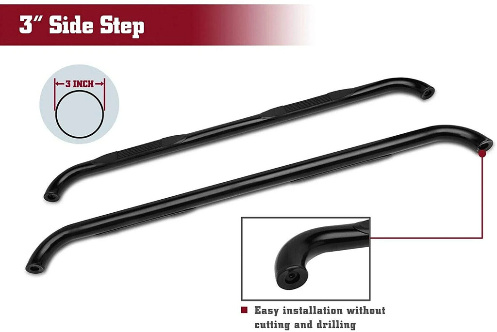 Black 3" Tube Side Bars Nerf Bars Running Boards for Chevy Silverado GMC Sierra Crew Cab Pickup Truck C94688