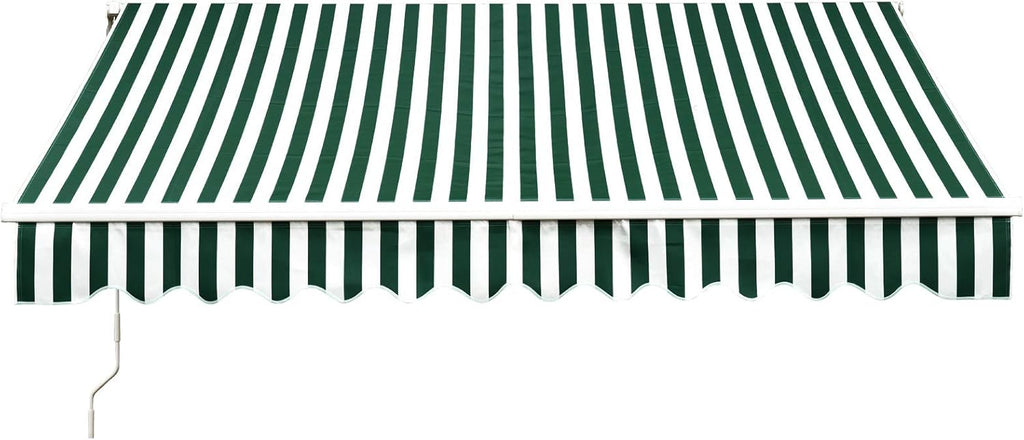 12x10 Feet Manual Retractable Patio Awning Canopy (Grey) T180