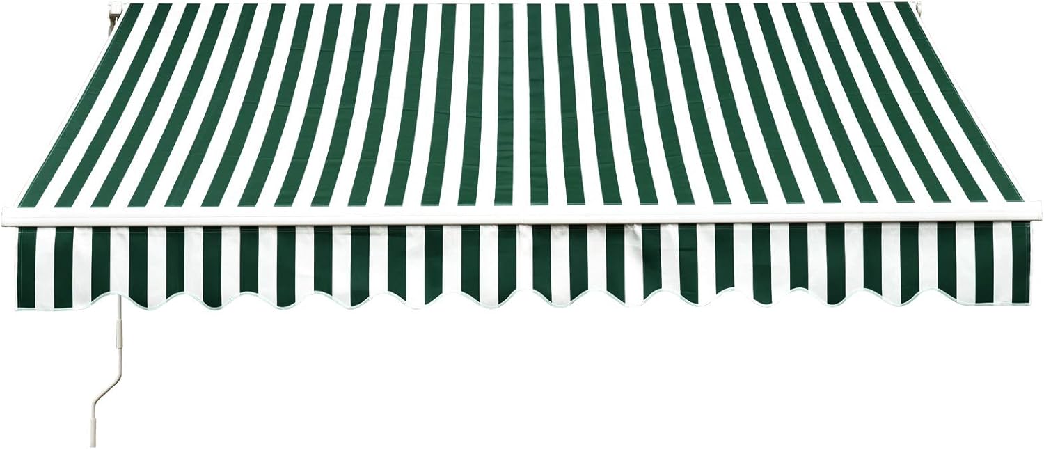 12x10 Feet Manual Retractable Patio Awning Canopy (Grey) T180