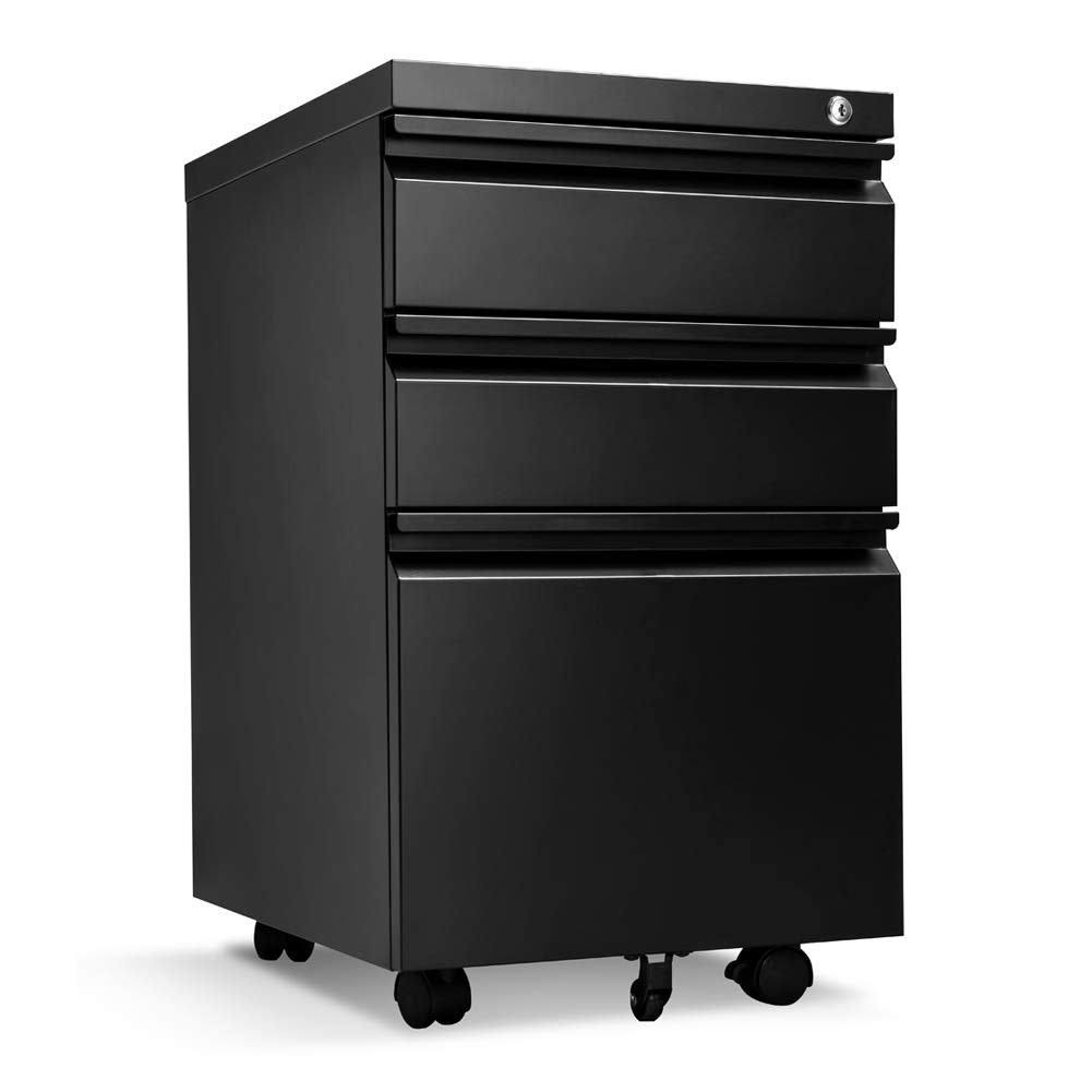 White 3-Drawer Locking Rolling Metal File Cabinet Z97335