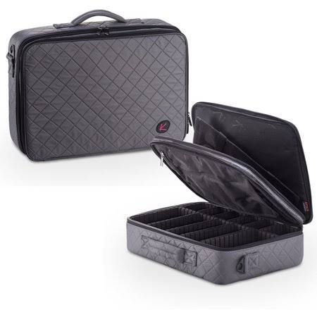 Grey Makeup Case Cosmetic Travel Storage Organizer Bag with Dividers J749669