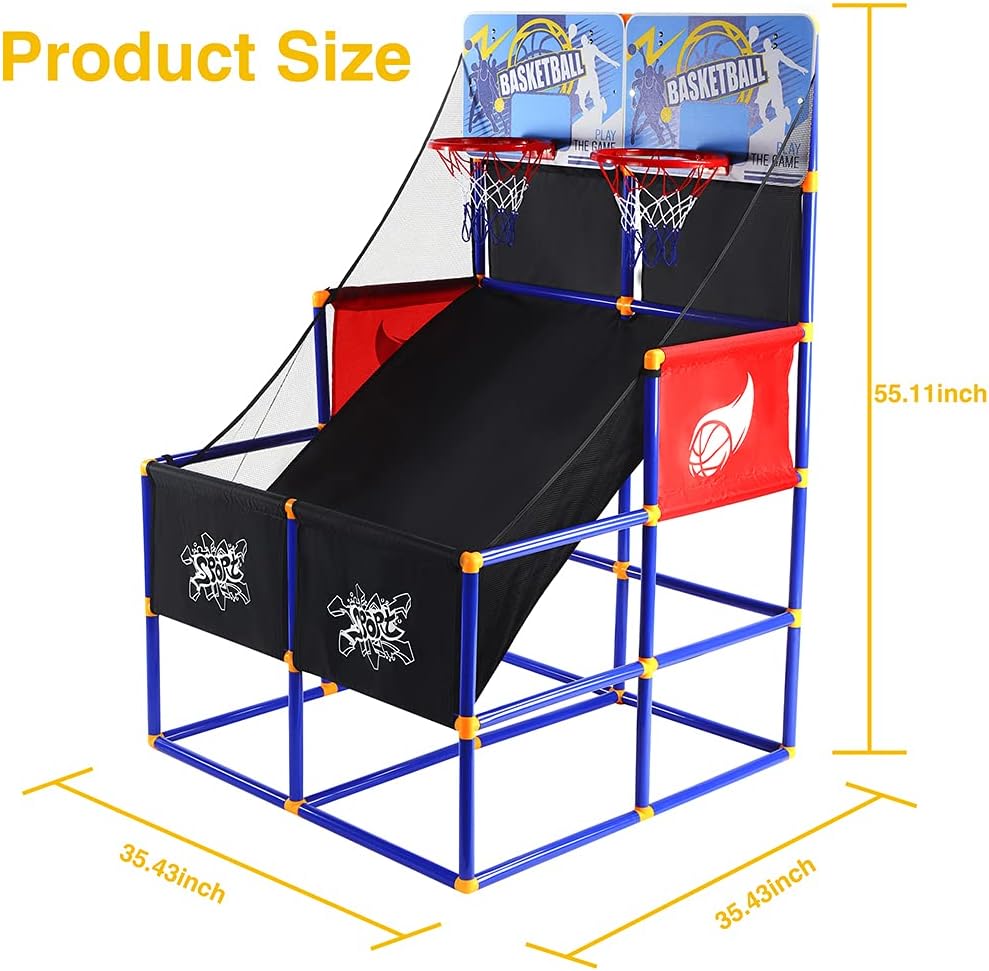 Kids Arcade Basketball Hoop with 6 Basketballs and Air Pump Q748