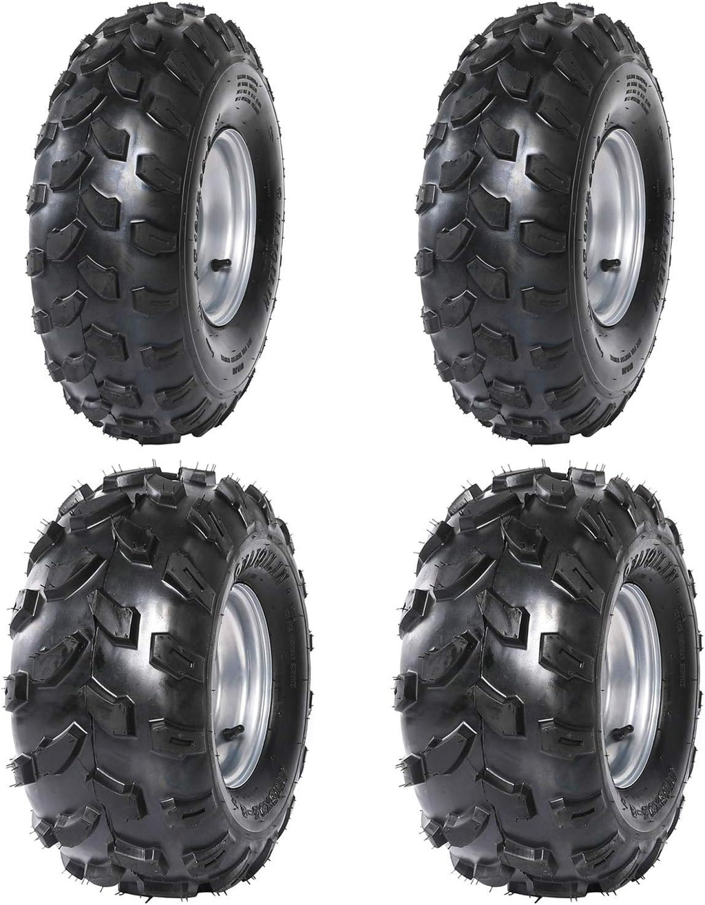 2Pcs 19x7-8 Front and 2Pcs 18X9.5-8 Rear Tubeless Wheel Tire With Rim V9545