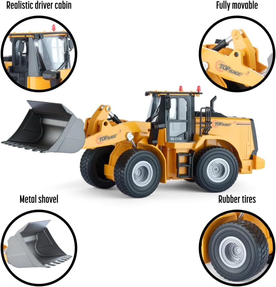 2.4Ghz RC Construction Front Loader Toy Truck with Metal Shovel, Pack of 2 Q7128