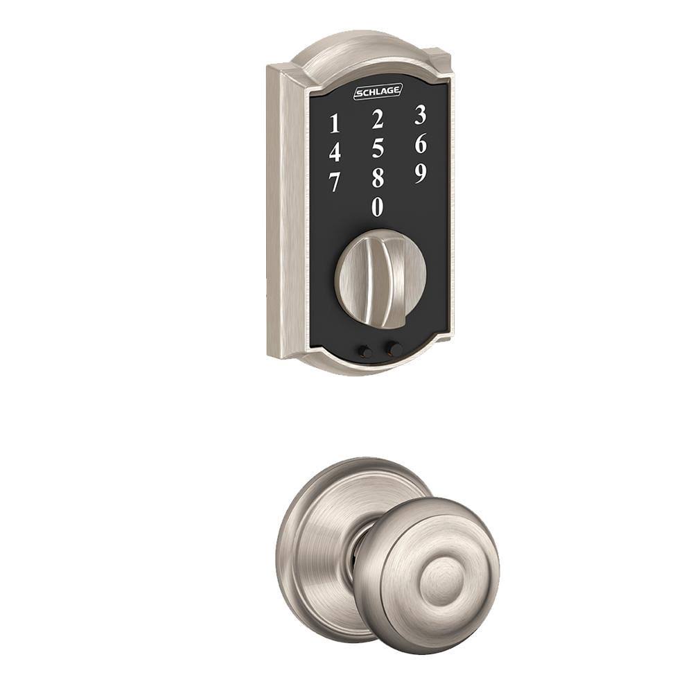 Satin Nickel Electronic Door Lock Deadbolt and Knob C34654