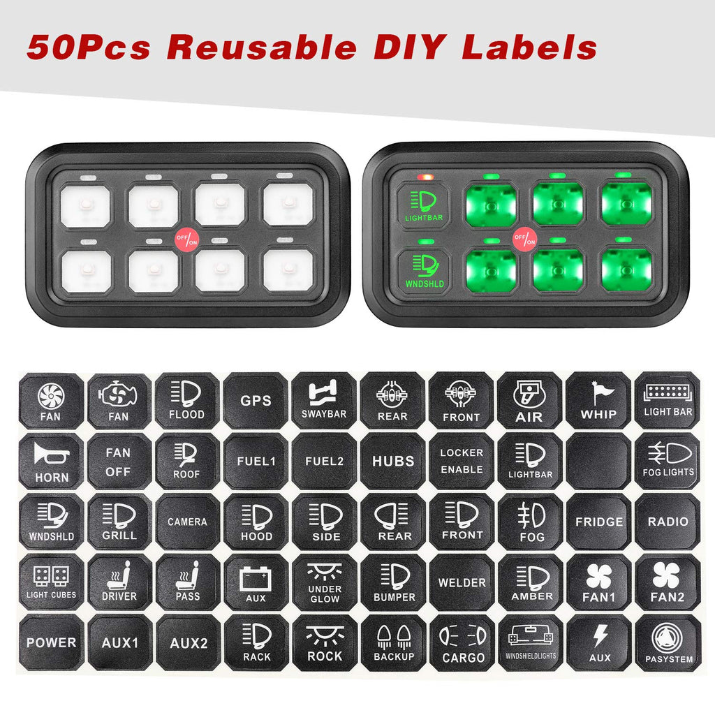 8 Gang Switch Panel Kit with Harness and Label Stickers T840
