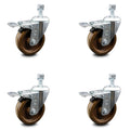 4 inch High Temp Phenolic Swivel Caster Set with Total Lock Brake C478