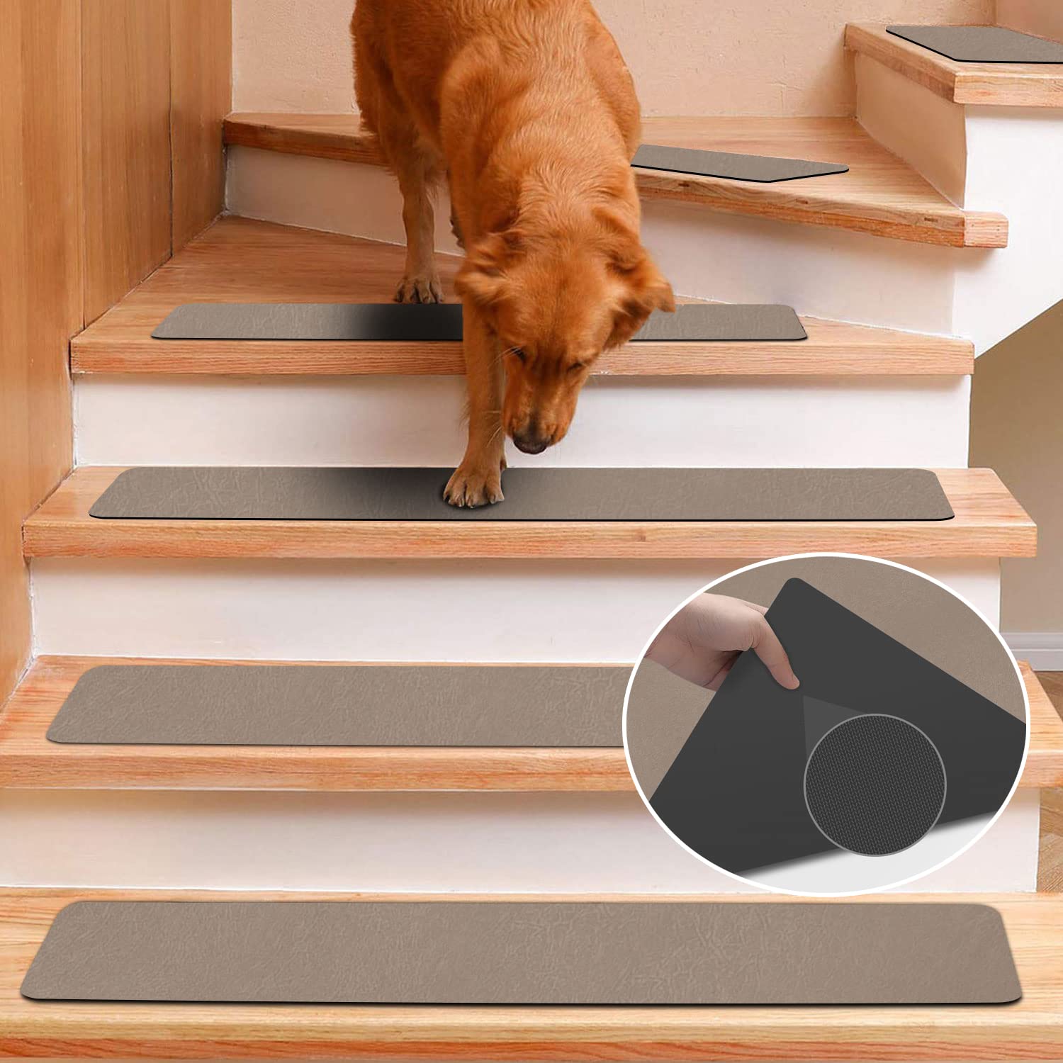Rubber Stair Treads Non-Slip Step Mats Gray (8"X30", Set of 15) Pack of 2 X786