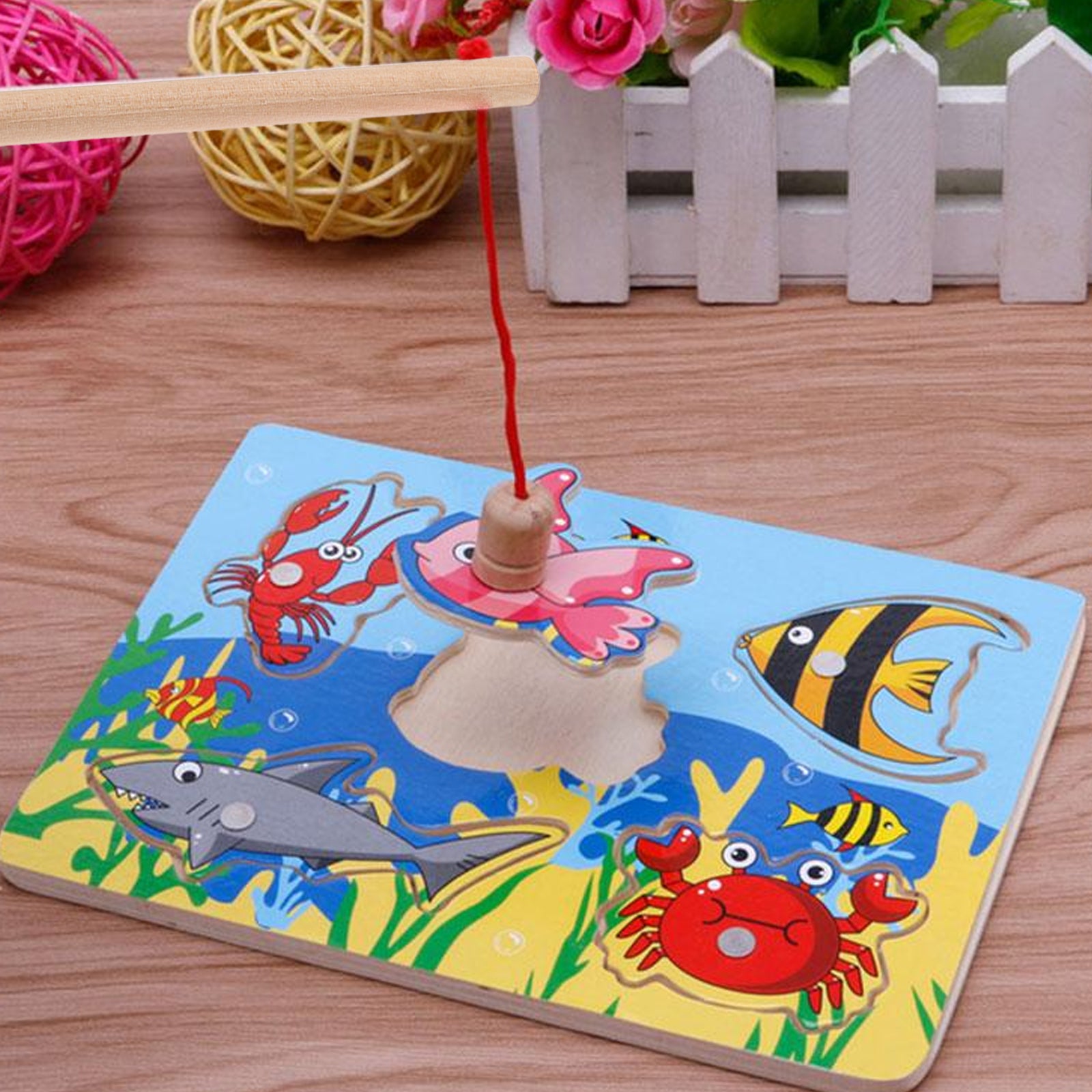 3pcs Kids Magnetic Wood Fishing Rod Toys P69276