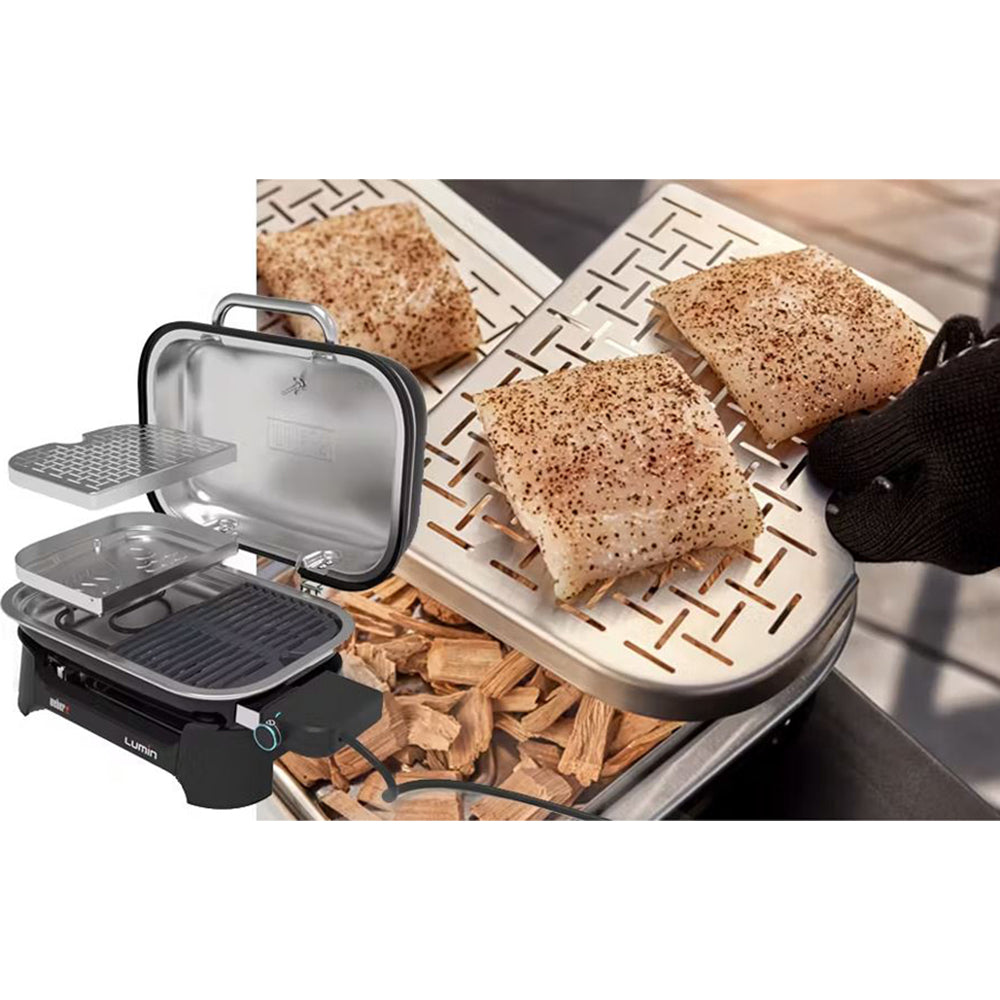 Open Box Weber Lumin Compact Indoor Outdoor Electric Grill, Black Y268594
