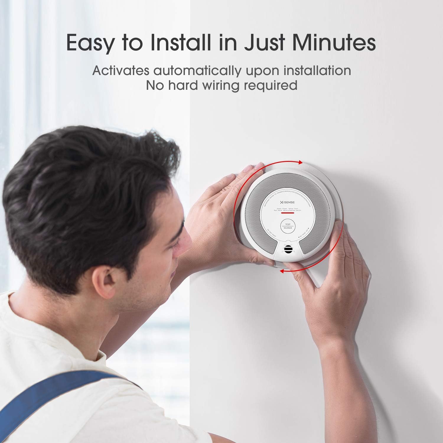 2-in-1 Smoke and Carbon Monoxide Detector Alarm, 10-Year Battery-Operated Dual Sensor, Pack of 3 F874553