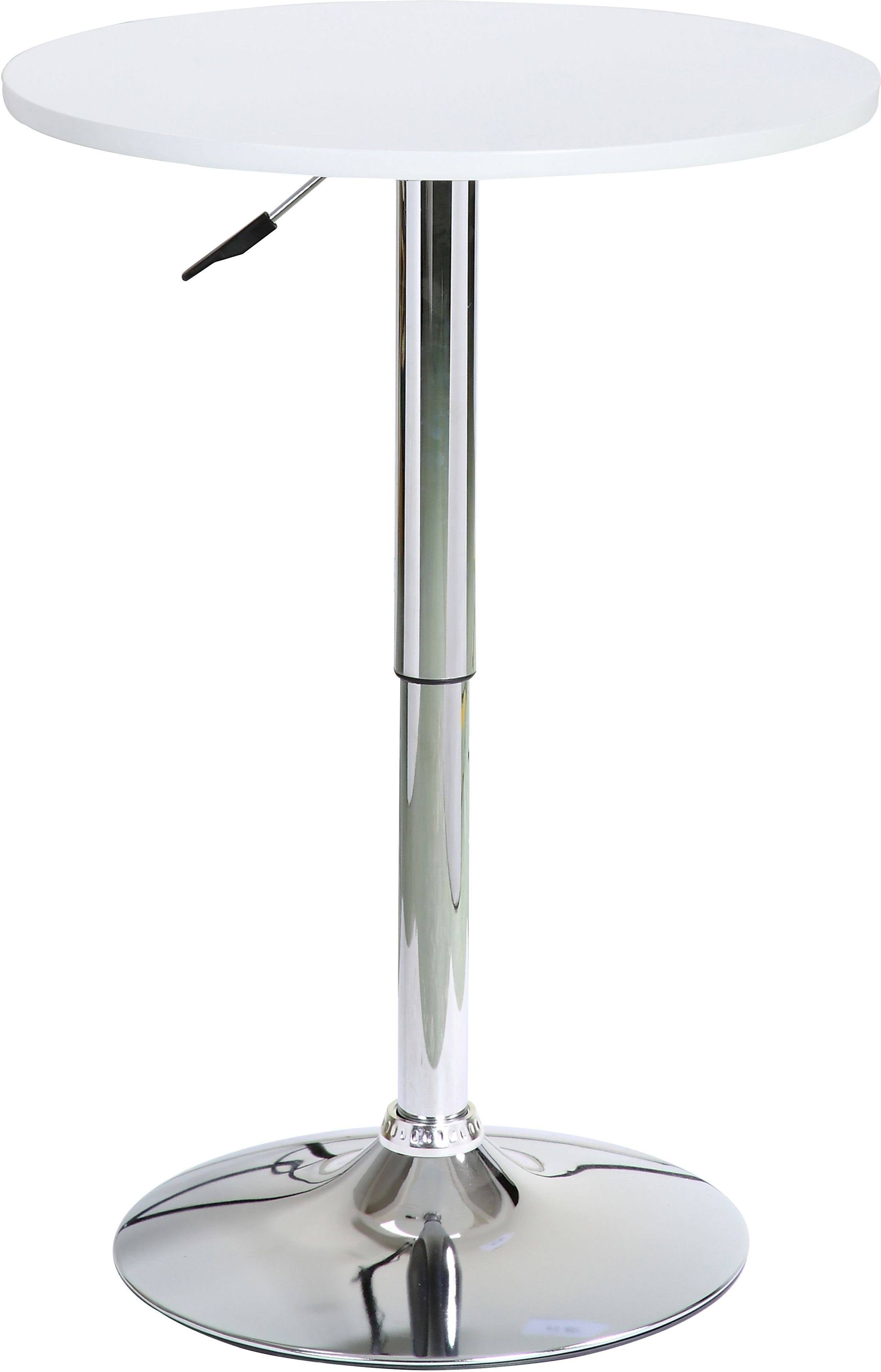 White and Chrome Metal Adjustable Pub Table F888