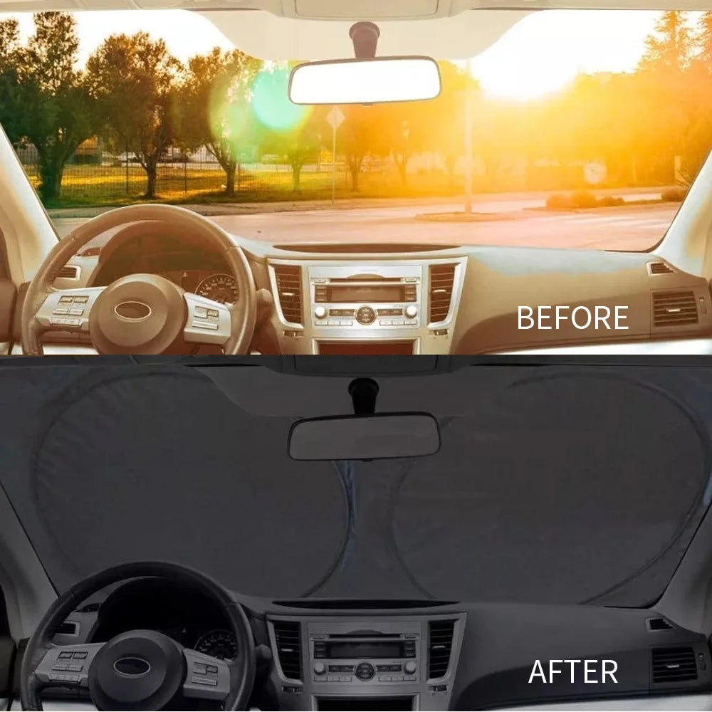 Silver Reflective Fabric Windshield Sun Shade F6705