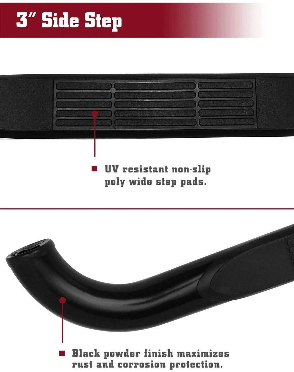 Black 3" Tube Side Bars Nerf Bars Running Boards for Chevy Silverado GMC Sierra Crew Cab Pickup Truck C94688