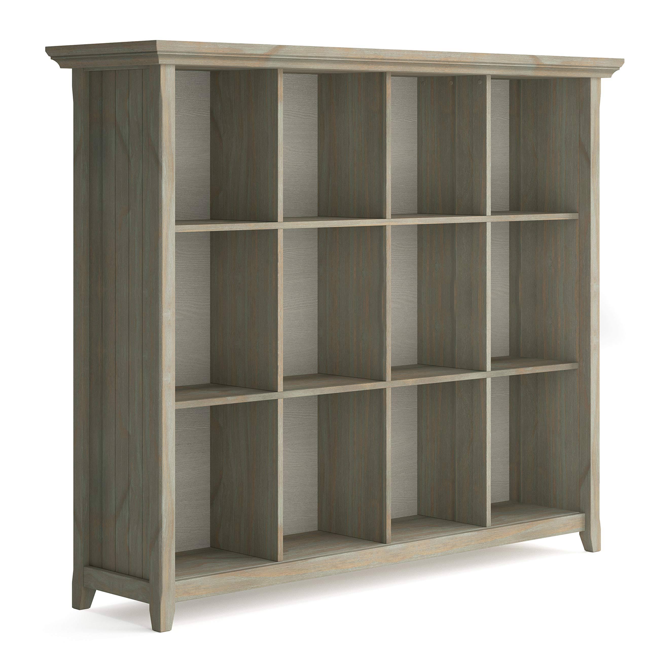 12 Cube Solid Wood Storage in Distressed Grey E629
