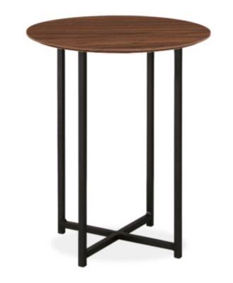 Round End Table 18 Diameter 22H Recycled Natural Steel Walnut Top Natural Steel Base A540
