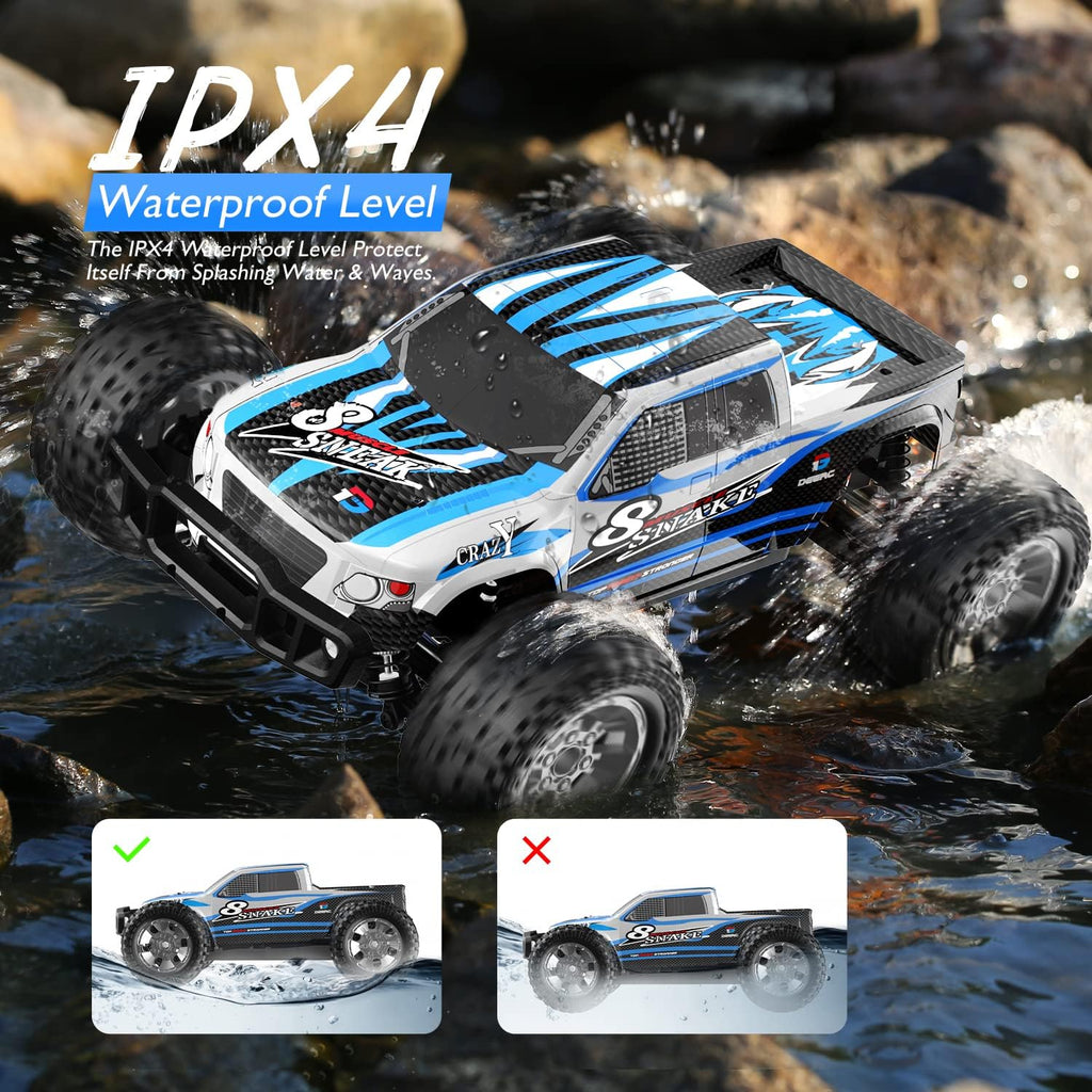 Large Hobby RC Car, 48 KM/H 1:10 Scale 4WD 2.4GHz Off Road Monster Truck Toy, 2 Batteries C549