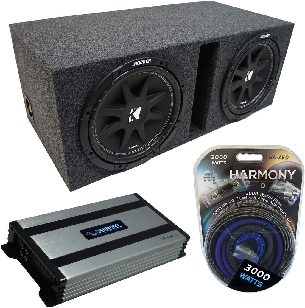 Dual 10 Loaded Vented Port Sub Box Enclosure with Amplifier U4928