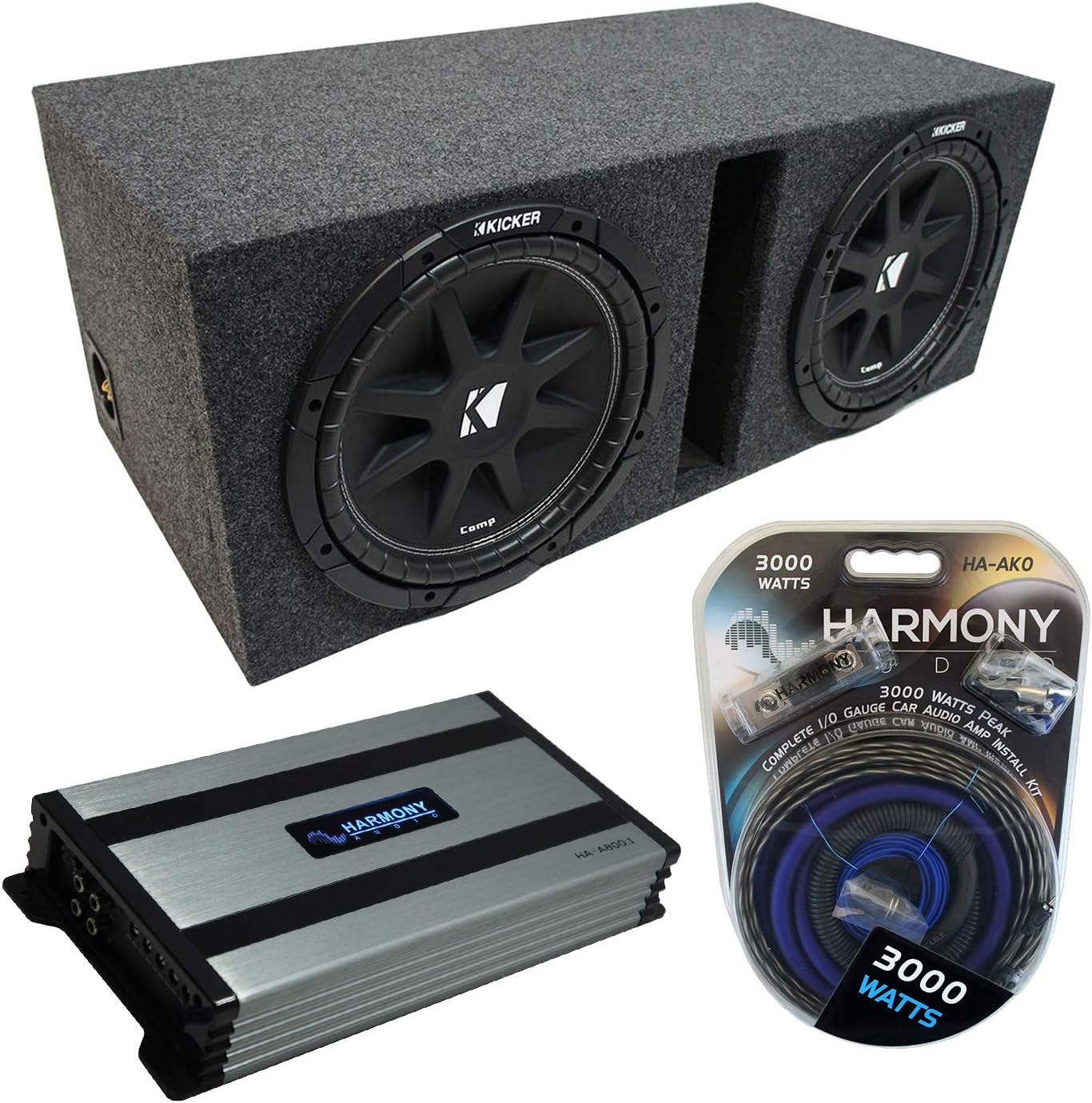 Dual 10 Loaded Vented Port Sub Box Enclosure with Amplifier U4928