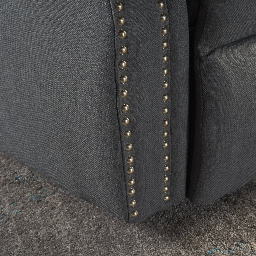 Navy Blue Tufted Fabric Power Recliner Z17318
