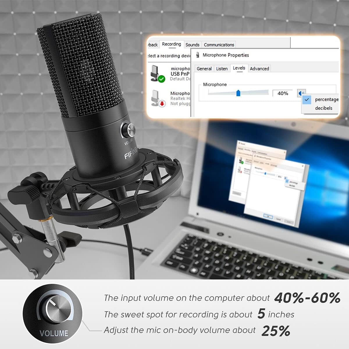 USB Microphone Kit with Adjustable Scissor Arm Stand Shock Mount, Pack of 2 X26482