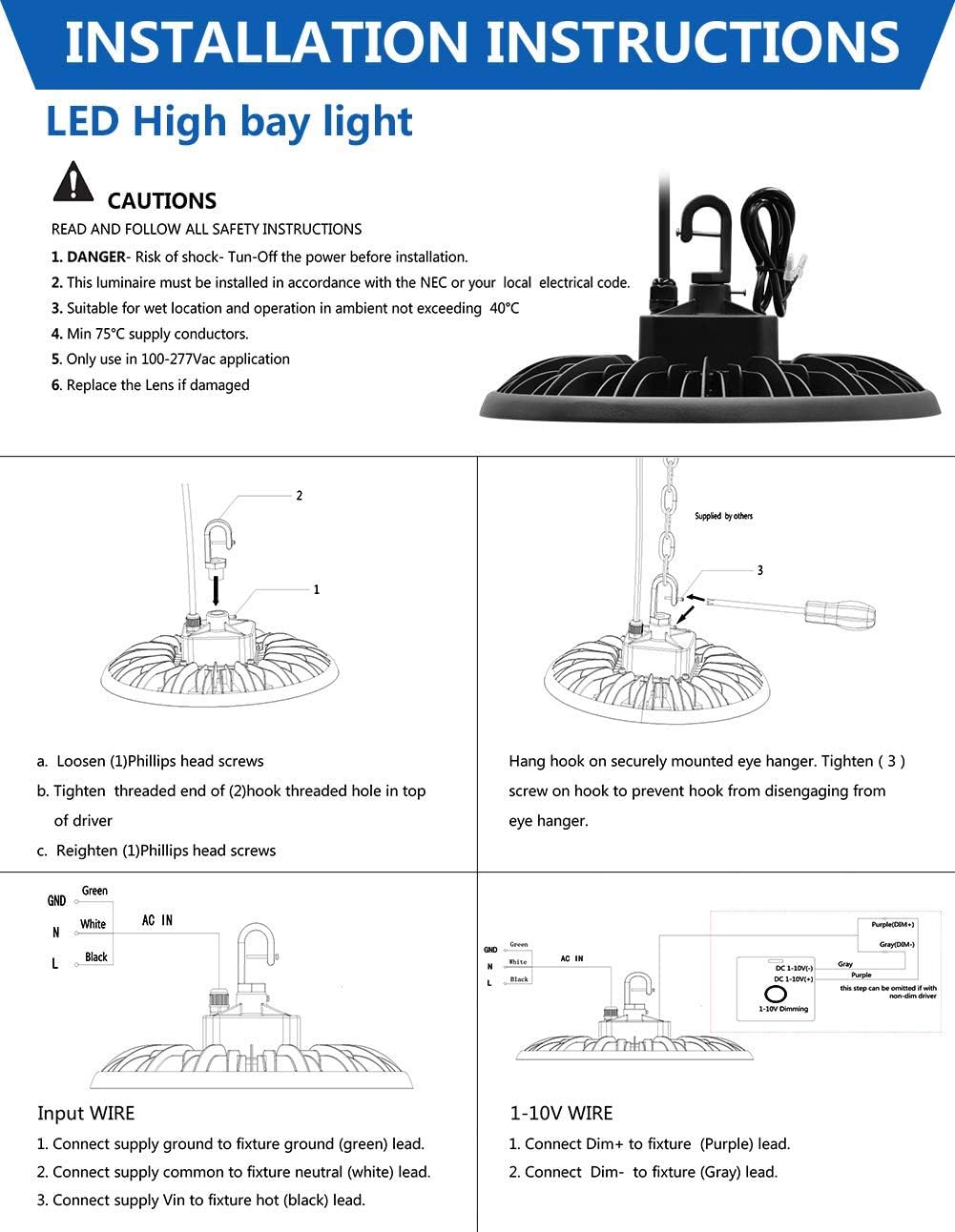 150W UFO LED High Bay Light 22500 lumens 5000K Daylight White IP65 8-Pack G750
