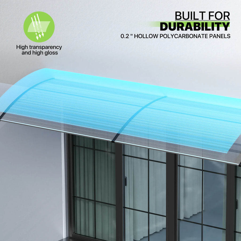 Black Polycarbonate Window Awning & Door Canopy I2923