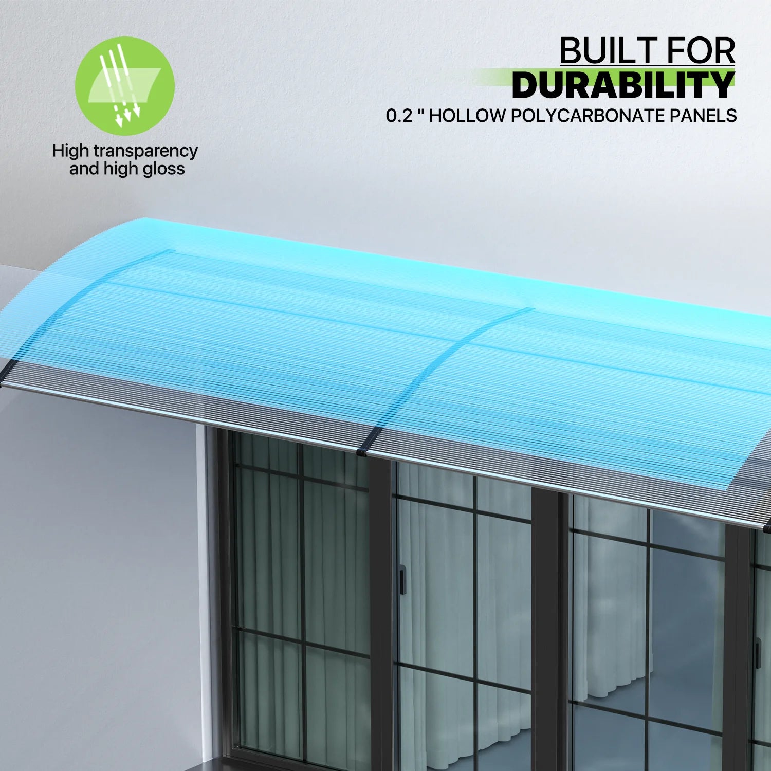 Black Polycarbonate Window Awning & Door Canopy I2923