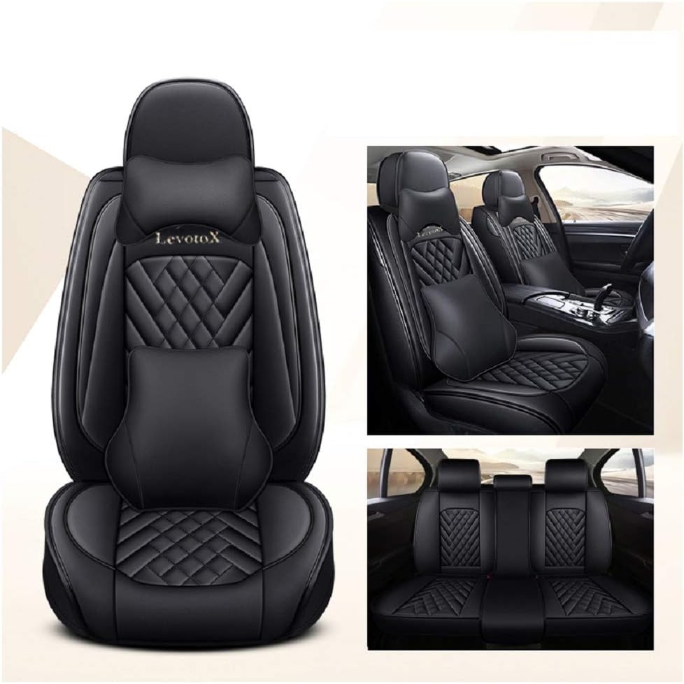 L-Black-Beige 5 Seats Full Set Car Seat Covers O8236