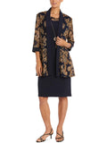 Foiled Knee-Length Two Piece Dress H747
