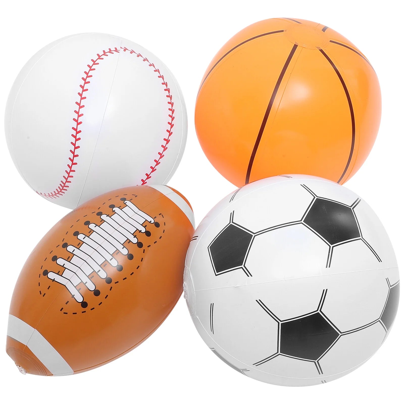 4pcs Inflatable Ball Beach Ball Soccer Basketball Baseball J815507