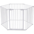 8 Panel Metal Gate Baby Pet Fence Playpen Barrier White Z366