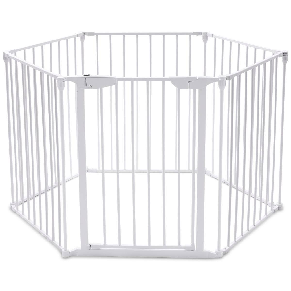 8 Panel Metal Gate Baby Pet Fence Playpen Barrier White Z366