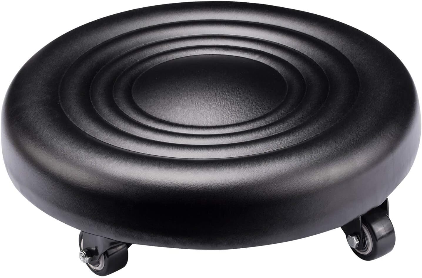 Brown Leather Rolling Stool with Swivel Caster Wheels M28539