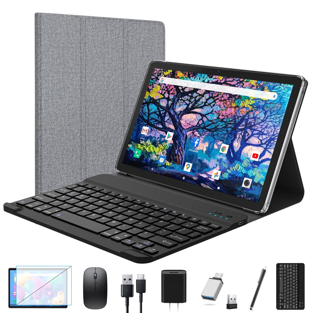 Gray 10.1 inch 128GB Tablet with Keyboard V538