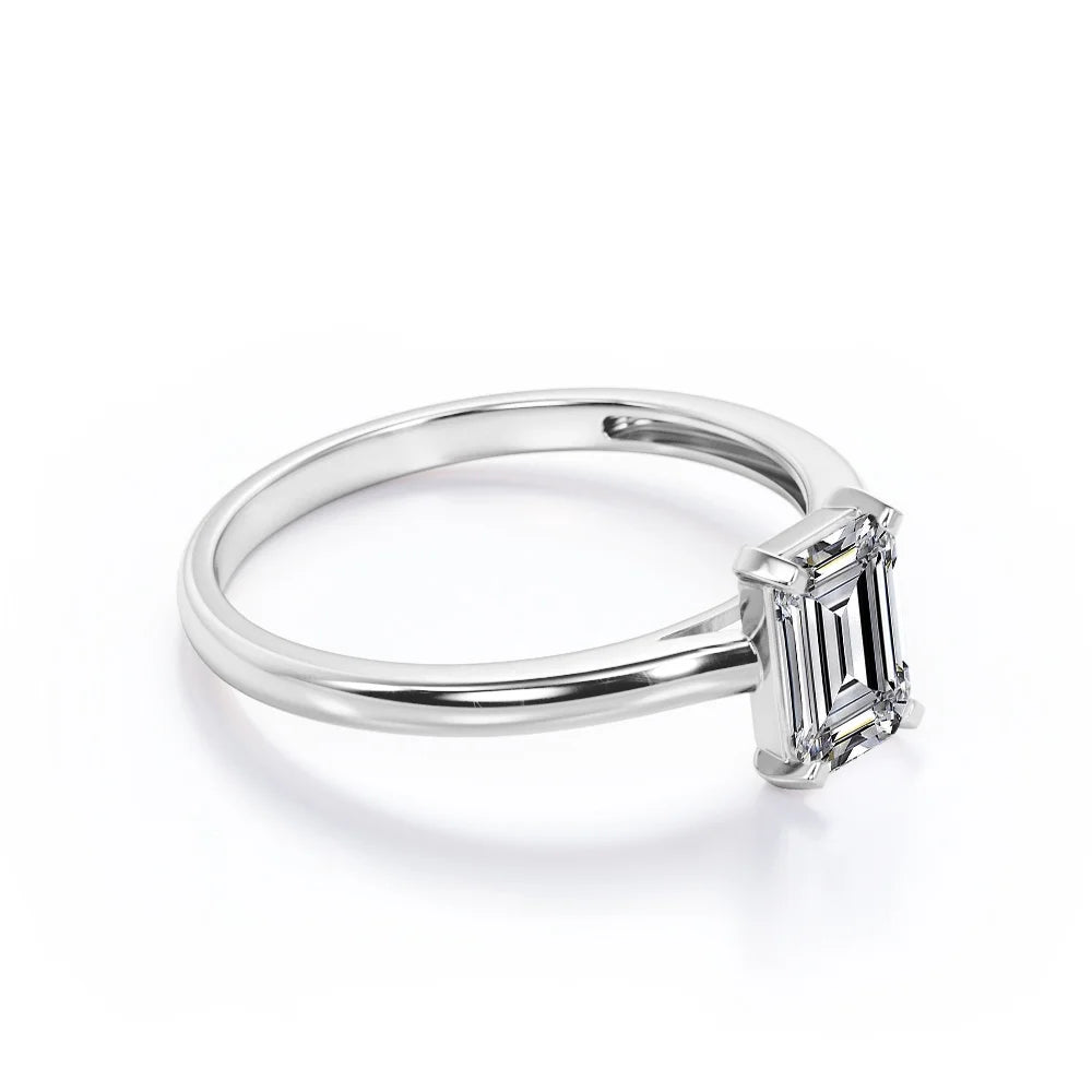 18K White Gold Plating Over Silver Solitaire Promise Ring S9817