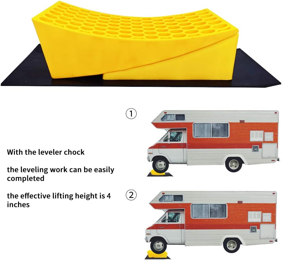 2 Pack Camper Levelers with Curved Levelers, Chocks and Non-Slip Rubber Mats K684517