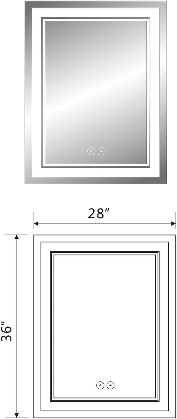 28 x 36 in Vertical Dimmable LED Bathroom Mirror with Anti-Fog Function Z332