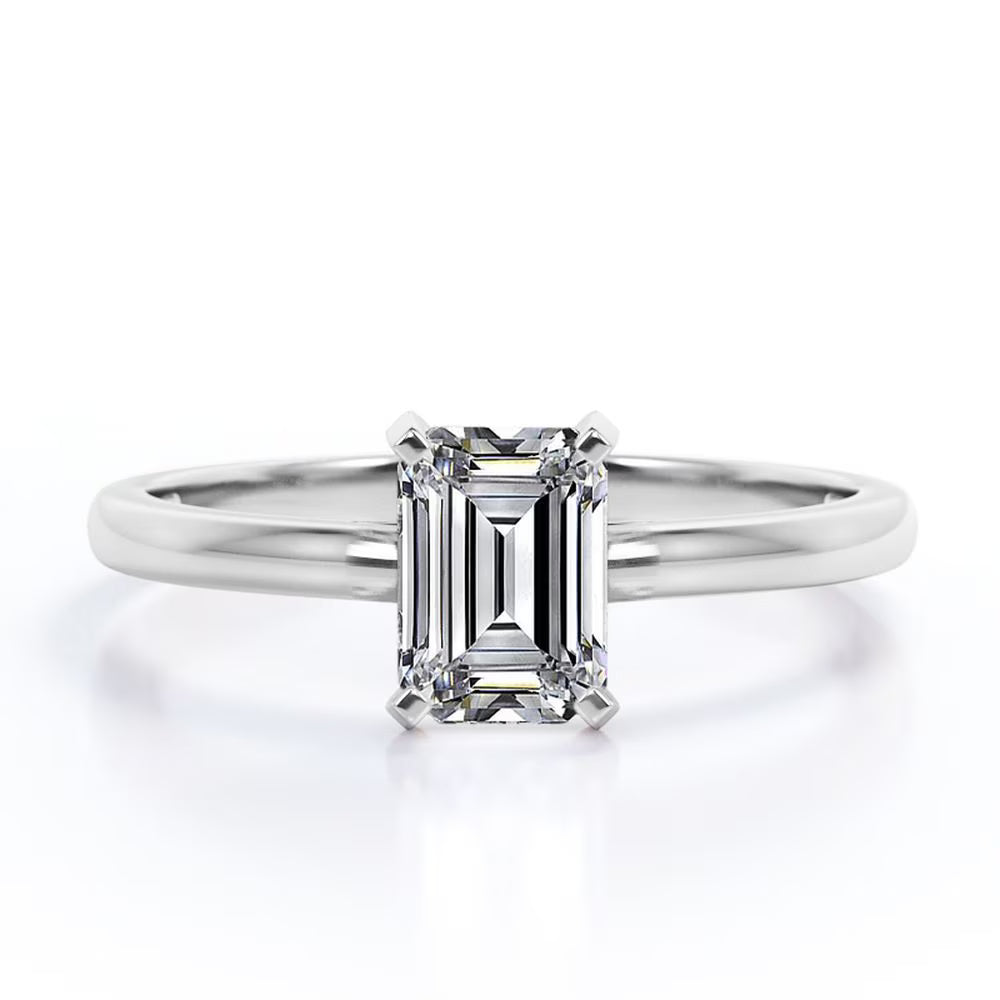 18K White Gold Plating Over Silver Solitaire Promise Ring S9817