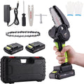 Mini Chainsaw Cordless 2 Pcs 24V Rechargeable Battery Portable One-Handed H4928