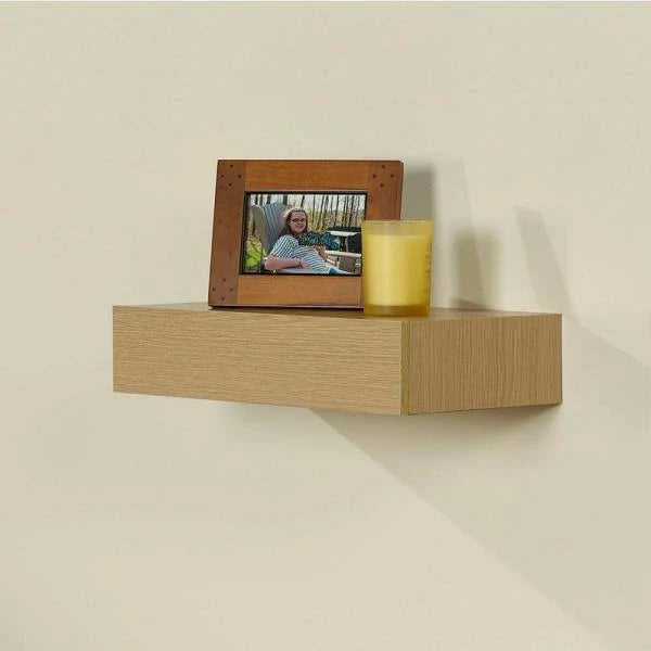 Floating Oak Finish Shelf with Drawer Z199232