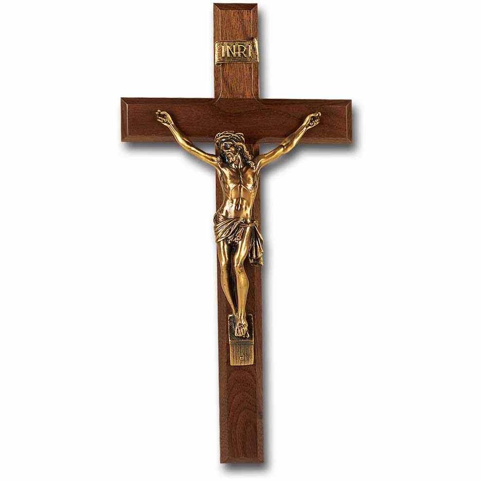 Walnut Wall Crucifix - 13 inch U462010
